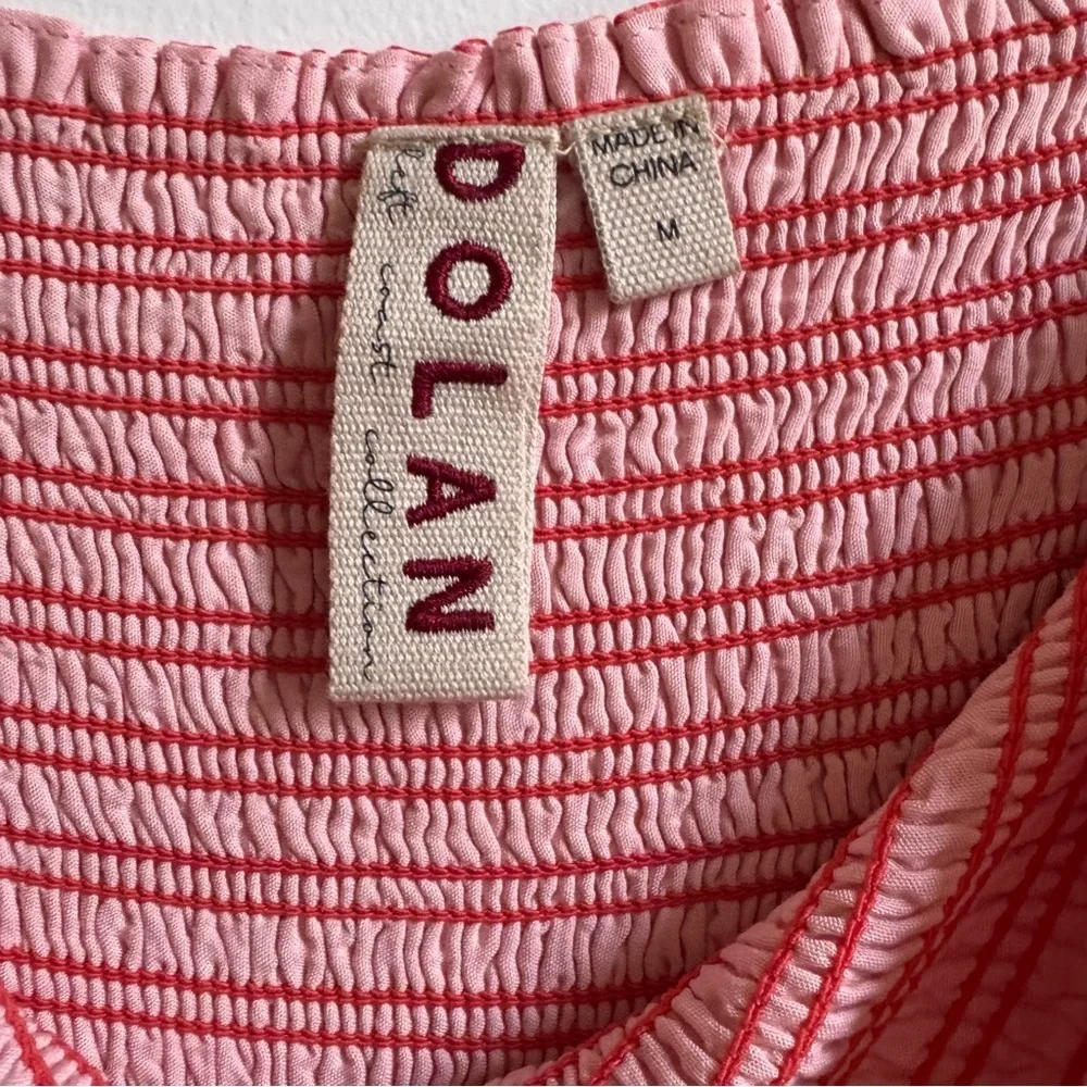 Anthropologie Dolan Left Coast Floral Smocked Midi Dress Red Pink Medium - Picture 6 of 6